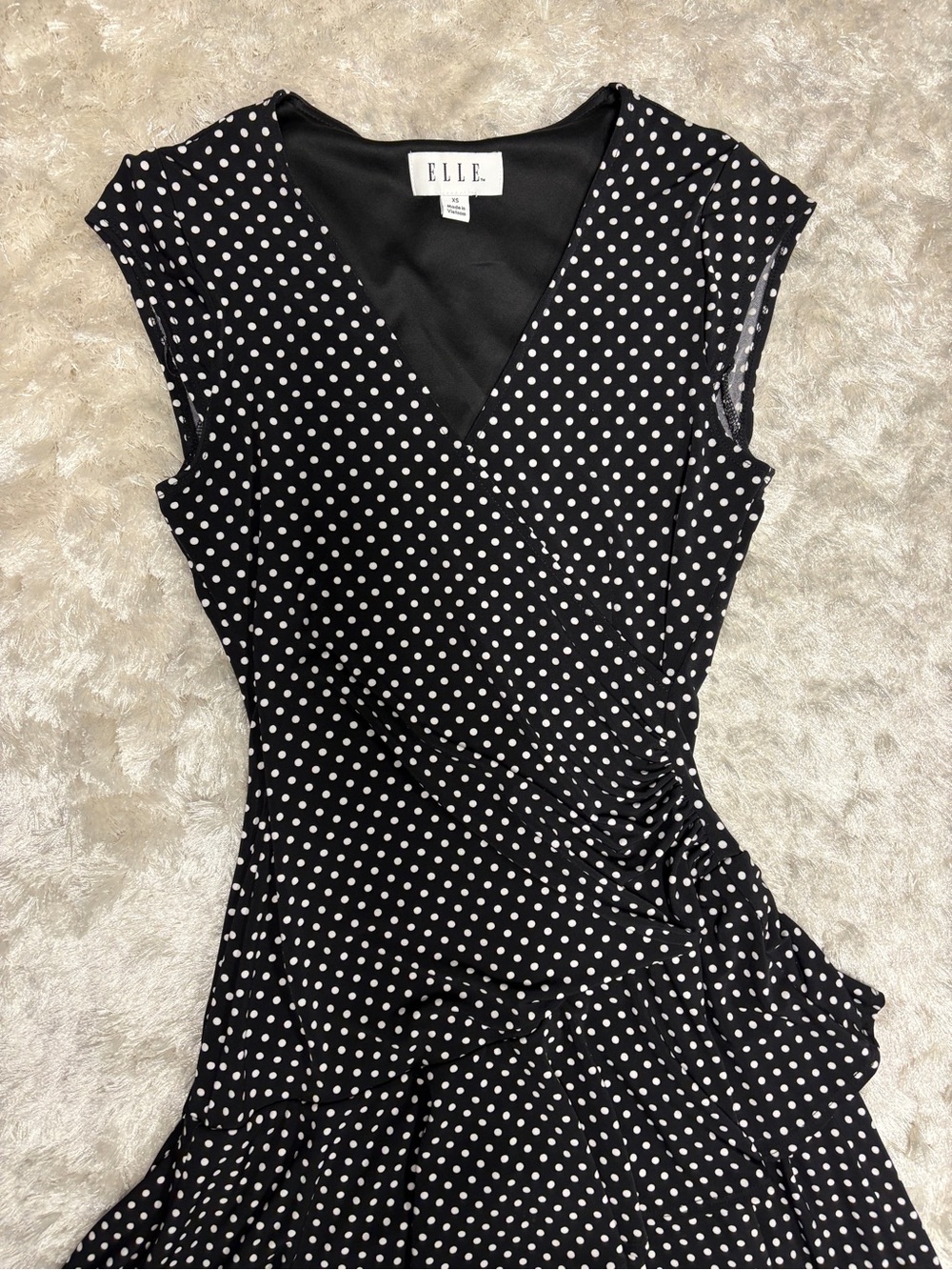Elle Women’s Black Polka Dot Wrap Dress -A line - Picture 2 of 8